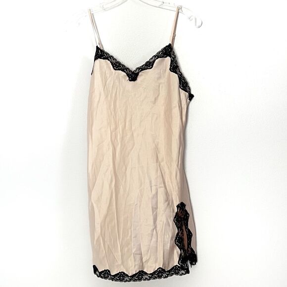 Victoria Secret Vintage Y2K‎ Baby Pink Lace Satin Slip Mini Dress - Medium - Picture 1 of 6